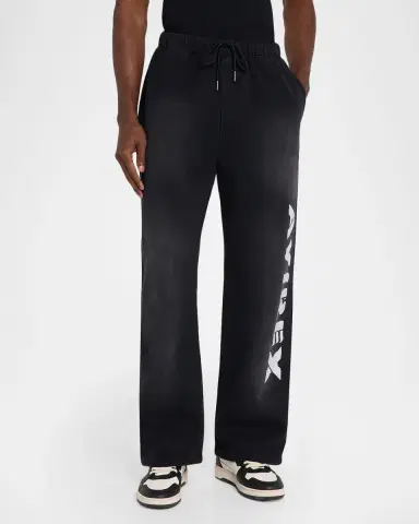 AVIREX Men 's Distress Icon Fleece Drawstring Pants | Thumbnail 4