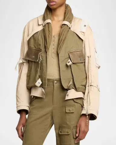 Isabel Marant Julissa Mixed-Media Cargo Jacket | Thumbnail 4