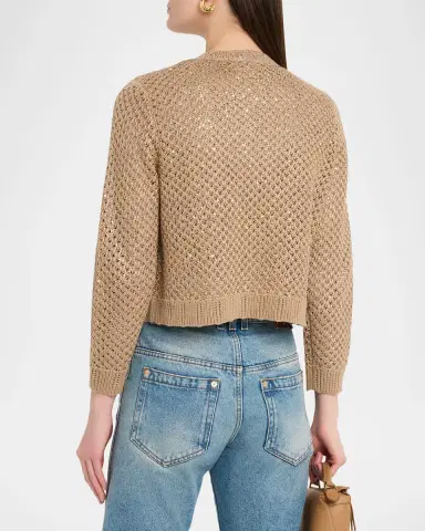 L'AGENCE Blanca Sequined Knit Cardigan | Thumbnail 3