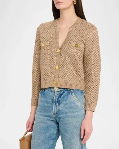 L'AGENCE Blanca Sequined Knit Cardigan | Thumbnail 4