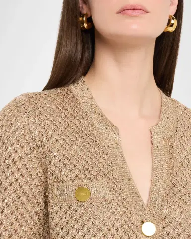 L'AGENCE Blanca Sequined Knit Cardigan | Thumbnail 5
