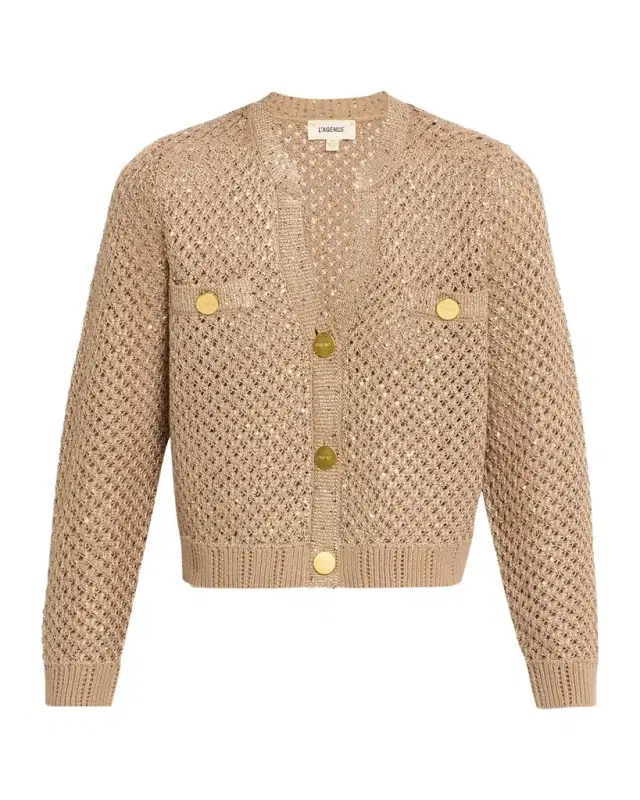L 'Agence Blanca Sequined Knit Cardigan