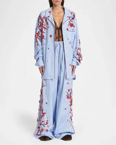 Dolce & Gabbana Embellished Striped Wide-Leg Pajama Pants | Thumbnail 2 Dolce & Gabbana Embellished Striped Wide-Leg Pajama Pants | Thumbnail 2