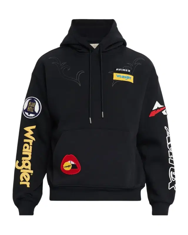 x Wrangle Men 's Multi-Patch Cotton Hoodie
