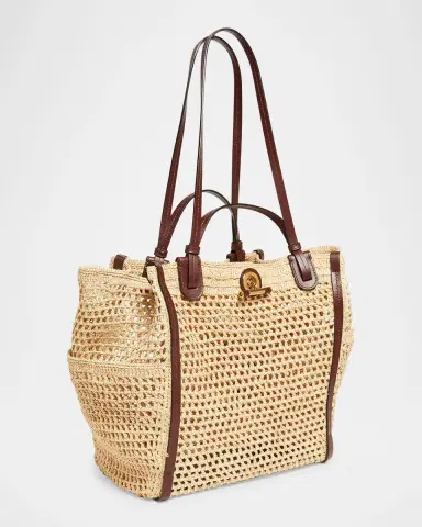 Chloé Logo Script Woven Raffia Tote Bag | Thumbnail 2 Chloé Logo Script Woven Raffia Tote Bag | Thumbnail 2