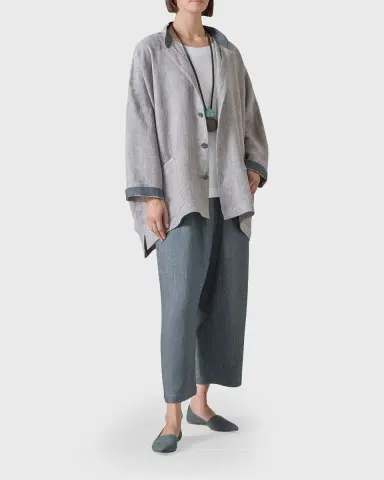Eskandar Longer Back Wide Mandarin Jacket - Long Length | Thumbnail 2