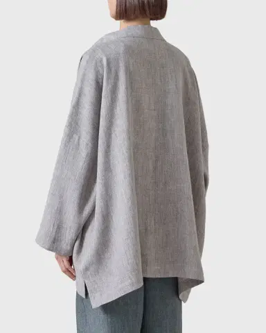 Eskandar Longer Back Wide Mandarin Jacket - Long Length | Thumbnail 3