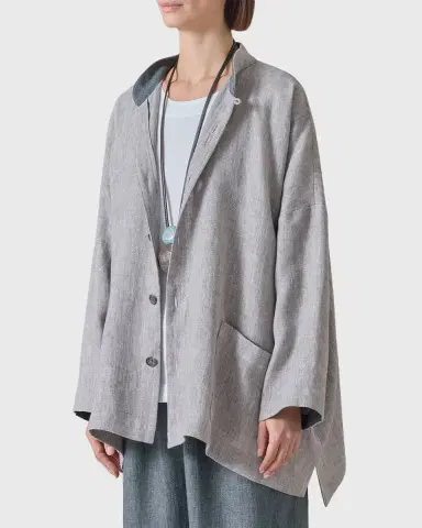 Eskandar Longer Back Wide Mandarin Jacket - Long Length | Thumbnail 4
