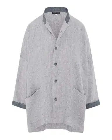 Eskandar Longer Back Wide Mandarin Jacket - Long Length | Thumbnail 1