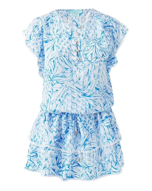 Melissa Odabash Lenni Pineapple Short-Sleeve Mini Dress