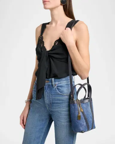 Chloé Spin Mini Tote Bag in Cotton Denim | Thumbnail 2