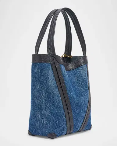 Chloé Spin Mini Tote Bag in Cotton Denim | Thumbnail 3