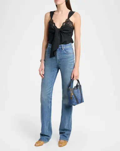 Chloé Spin Mini Tote Bag in Cotton Denim | Thumbnail 5