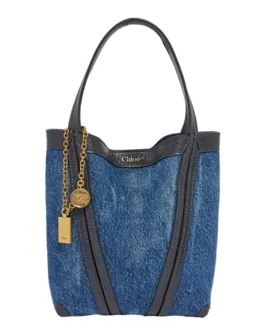 Chloé Spin Mini Tote Bag in Cotton Denim | Thumbnail 1