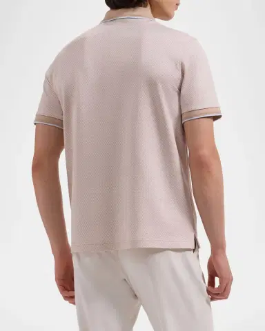 Bugatchi Men's Micro-Check Quarter-Zip Polo Shirt | Thumbnail 3 Bugatchi Men's Micro-Check Quarter-Zip Polo Shirt | Thumbnail 3