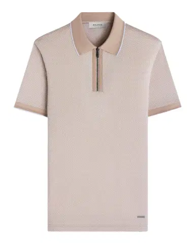Bugatchi Men's Micro-Check Quarter-Zip Polo Shirt | Thumbnail 1 Bugatchi Men's Micro-Check Quarter-Zip Polo Shirt | Thumbnail 1