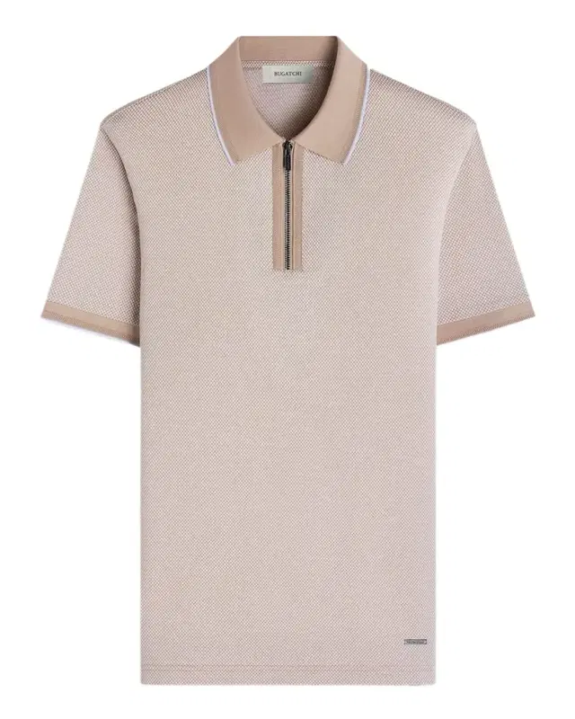 Bugatchi Men 's Micro-Check Quarter-Zip Polo Shirt