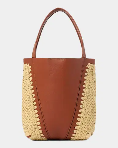 Chloé Spin Mini Tote Bag in Leather & Viscose Raffia | Thumbnail 2