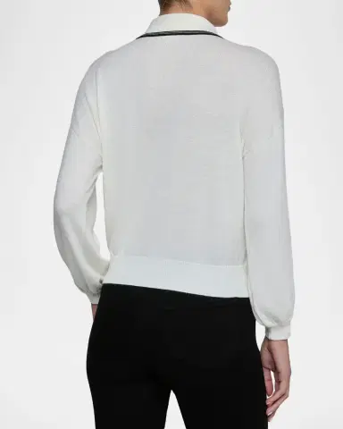 L'Agence Malaki Cropped Polo Sweater | Thumbnail 3