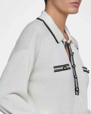 L'Agence Malaki Cropped Polo Sweater | Thumbnail 5