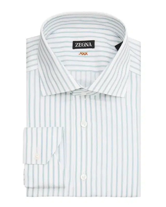 ZEGNA Men 's Stitched Pinstripe Cotton Dress Shirt