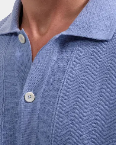 Bugatchi Men's Chevron Short-Sleeve Polo Sweater | Thumbnail 6 Bugatchi Men's Chevron Short-Sleeve Polo Sweater | Thumbnail 6