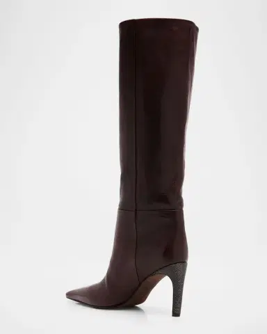 Brunello Cucinelli 80mm Leather Knee-High Boots with Monili Heel | Thumbnail 2 Brunello Cucinelli 80mm Leather Knee-High Boots with Monili Heel | Thumbnail 2
