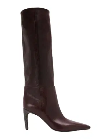 Brunello Cucinelli 80mm Leather Knee-High Boots with Monili Heel | Thumbnail 1 Brunello Cucinelli 80mm Leather Knee-High Boots with Monili Heel | Thumbnail 1