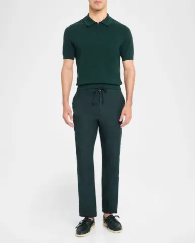 Vince Men's Cotton and Cashmere Pique Half-Zip Polo Shirt | Thumbnail 2 Vince Men's Cotton and Cashmere Pique Half-Zip Polo Shirt | Thumbnail 2