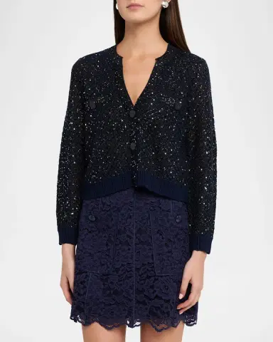L'AGENCE Blanca Sequined Knit Cardigan | Thumbnail 4 L'AGENCE Blanca Sequined Knit Cardigan | Thumbnail 4