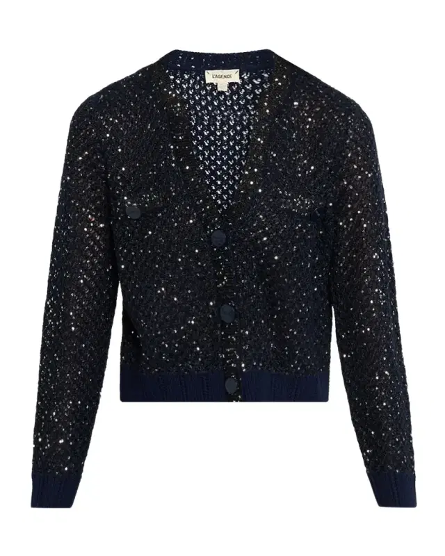 L 'Agence Blanca Sequined Knit Cardigan
