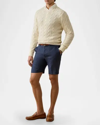 Ralph Lauren Purple Label Men's Gregory Hand-Tailored Linen Shorts | Thumbnail 2 Ralph Lauren Purple Label Men's Gregory Hand-Tailored Linen Shorts | Thumbnail 2