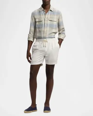 Ralph Lauren Purple Label Plaid Linen Shirt | Thumbnail 2
