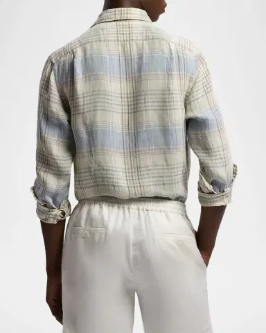 Ralph Lauren Purple Label Plaid Linen Shirt | Thumbnail 3