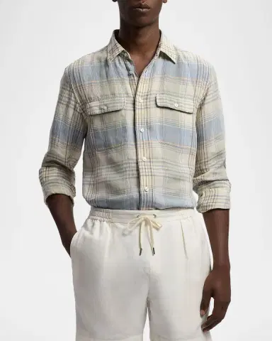 Ralph Lauren Purple Label Plaid Linen Shirt | Thumbnail 4