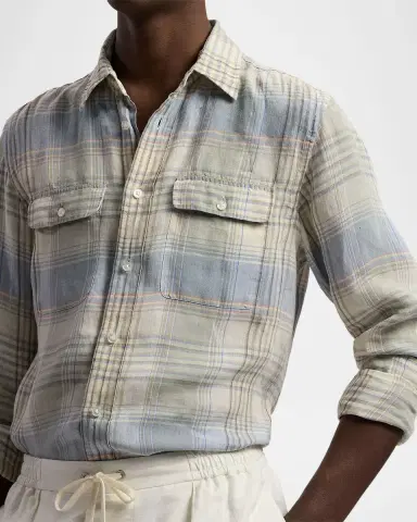 Ralph Lauren Purple Label Plaid Linen Shirt | Thumbnail 5