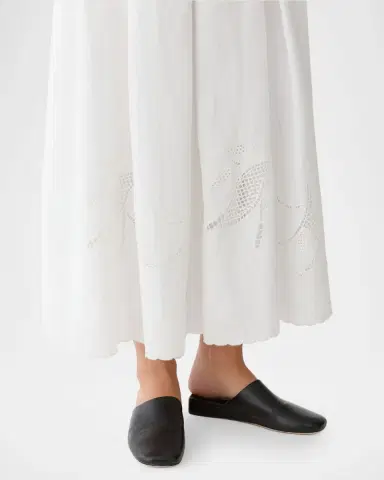 Lafayette 148 New York Pleated Cutout Embroidered Linen Maxi Skirt | Thumbnail 5