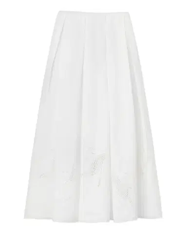 Lafayette 148 New York Pleated Cutout Embroidered Linen Maxi Skirt | Thumbnail 1