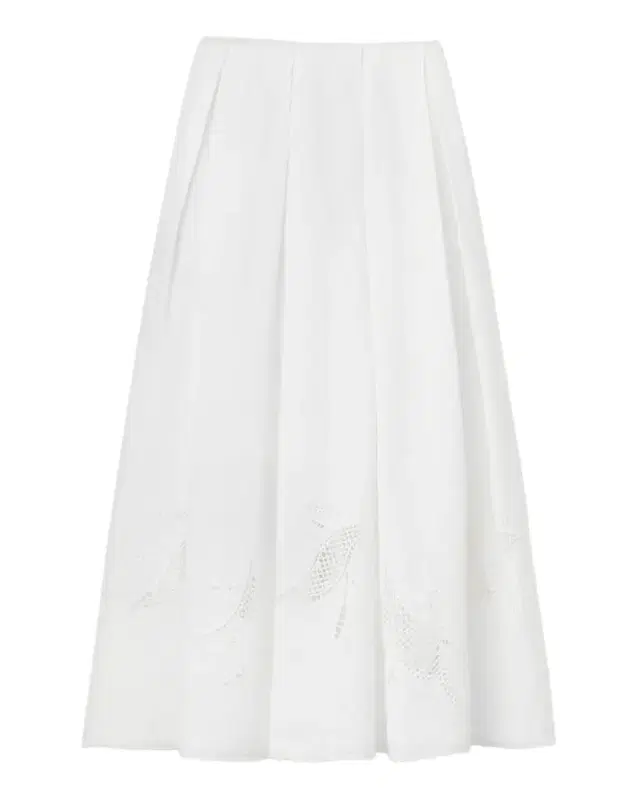 Lafayette 148 New York Pleated Cutout Embroidered Linen Maxi Skirt