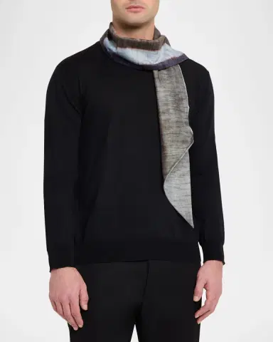 Giorgio Armani Men's Cotton Stripe Neck Scarf | Thumbnail 2