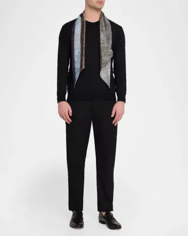 Giorgio Armani Men's Cotton Stripe Neck Scarf | Thumbnail 3