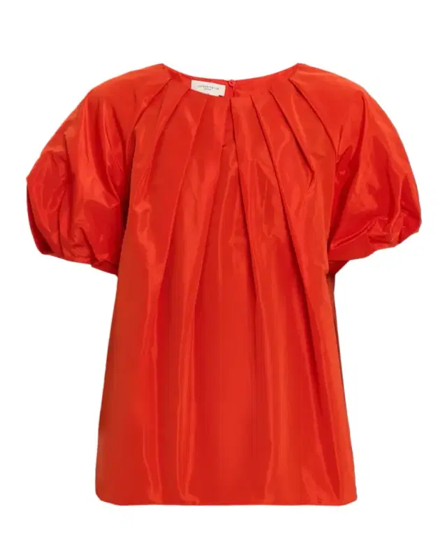 Pleated Puff-Sleeve Blouse