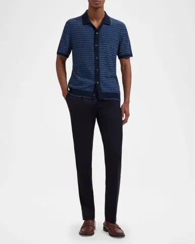 Bugatchi Men's Two-Tone Honeycomb Button-Front Sweater | Thumbnail 2 Bugatchi Men's Two-Tone Honeycomb Button-Front Sweater | Thumbnail 2