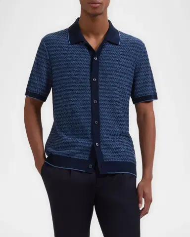Bugatchi Men's Two-Tone Honeycomb Button-Front Sweater | Thumbnail 4 Bugatchi Men's Two-Tone Honeycomb Button-Front Sweater | Thumbnail 4