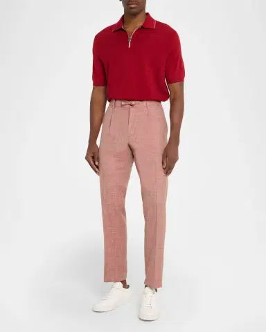 Stefano Ricci Men 's Linen-Blend Drawstring Trousers | Thumbnail 2