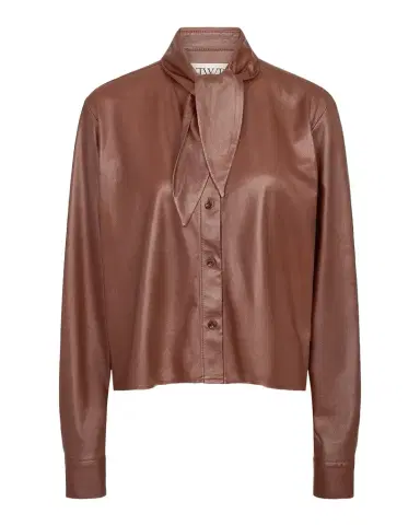 TWP Tie-Neck Leather Shirt | Thumbnail 1 TWP Tie-Neck Leather Shirt | Thumbnail 1