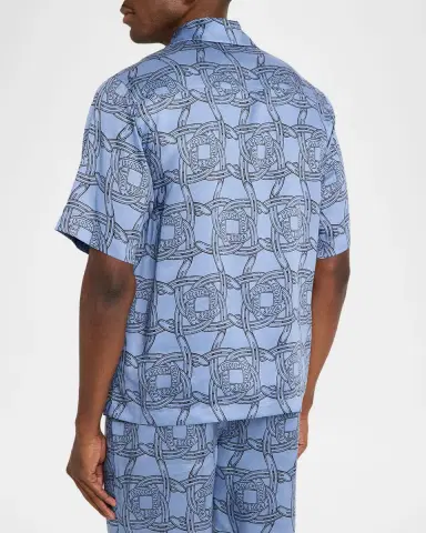 Scotch & Soda Men's Logo Horseshoe-Printed Short-Sleeve Shirt | Thumbnail 3