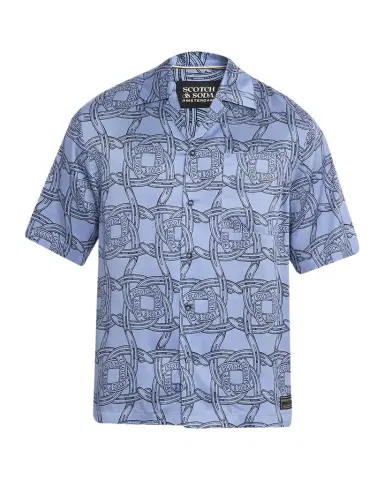Scotch & Soda Men's Logo Horseshoe-Printed Short-Sleeve Shirt | Thumbnail 1