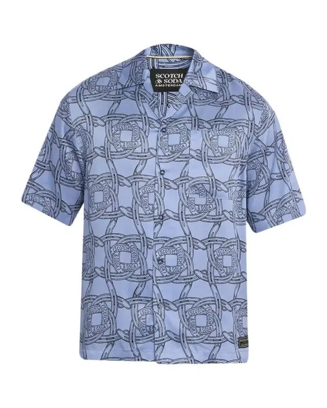 Scotch & Soda Men 's Logo Horseshoe-Printed Short-Sleeve Shirt