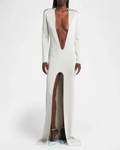 Tom Ford Liquid Fine Viscose Plunging Column Gown | Thumbnail 2 Tom Ford Liquid Fine Viscose Plunging Column Gown | Thumbnail 2